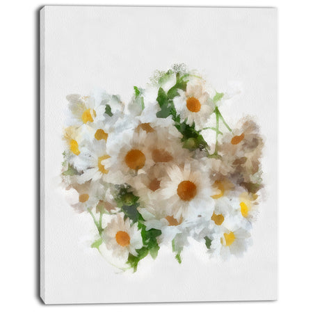 Bunch of White Chamomiles Watercolor - Flower Artwork on Canvas