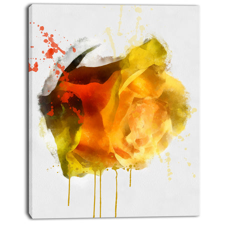 Yellow Hand-drawn Rose on White - Flower Canvas Print Artwork