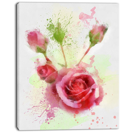 Bloomy and Budding Red Roses - Flower Canvas Print Artwork