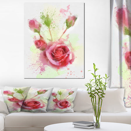 Bloomy and Budding Red Roses - Flower Canvas Print Artwork