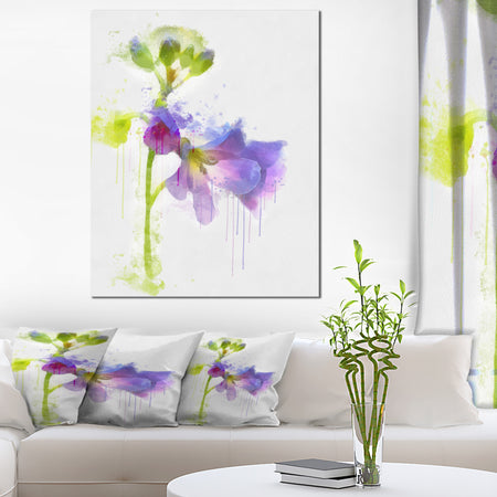 Blue Hand-drawn Eustoma Watercolor - Flower Canvas Print Artwork