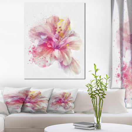 Beautiful Pink Flower Watercolor - Flower Canvas Print Artwork