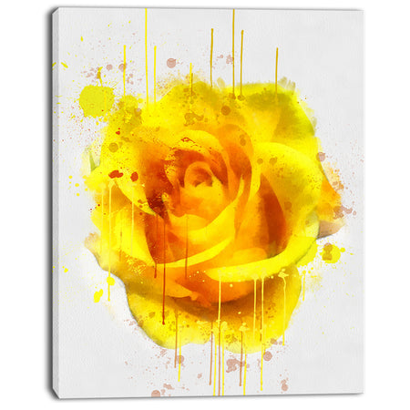 Beautiful Rose in Yellow Watercolor - Flower Canvas Print Artwork