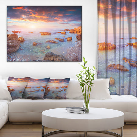 Sunrise on South Coast of Sicily - Seashore Canvas Artwork Print