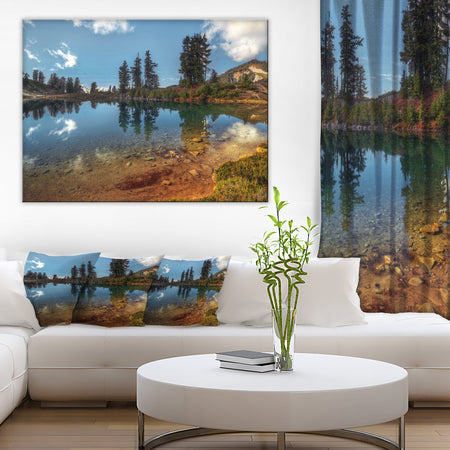 Clear Lake with Row of Pine Trees - Extra Large Landscape Art Canvas