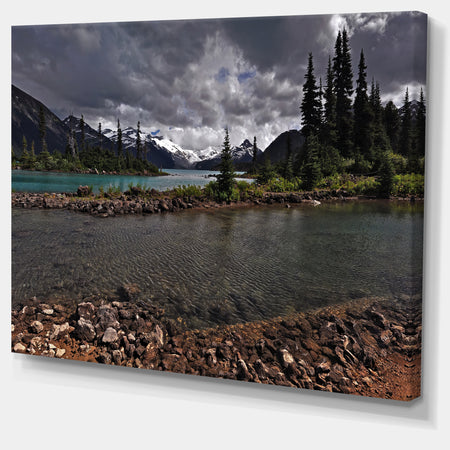 Dark Sky over Crystal Clear Lake - Extra Large Landscape Art Canvas