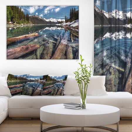 Sunken Logs n Mountain Lake - Extra Large Landscape Art Canvas