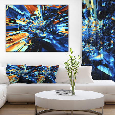 Into the Center Blue Fractal Design - Abstract Canvas Wall Art Print