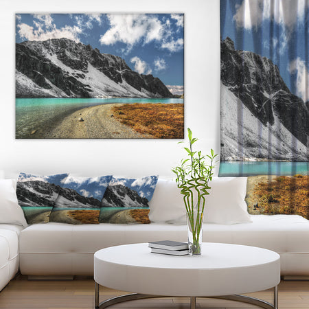 Bright Sky and Blue Mountain Lake - Landscape Artwork Canvas Print