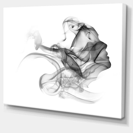 Woman and Smoke Double Exposure - Portrait Canvas Art Print