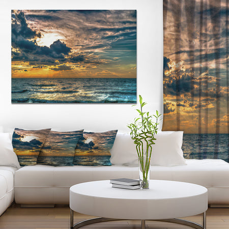 Sun Break over Blue Ocean - Large Seashore Canvas Artwork Print