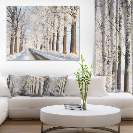 Beautiful Winter Lane at Morning - Large Forest Artwork Canvas