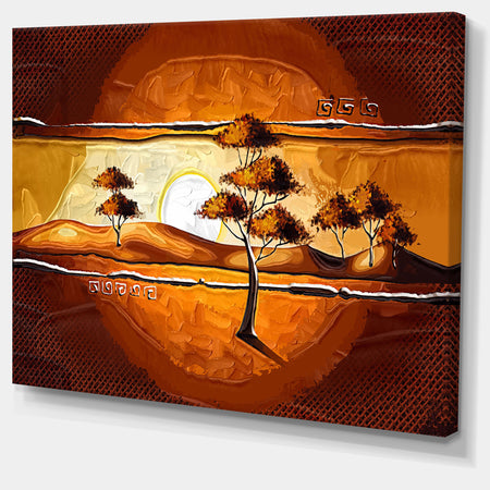 African Motive Art Watercolor - Modern Landscape Wall Art Canvas