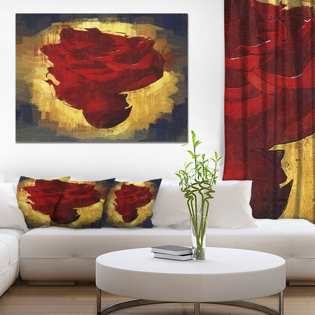 Vintage Background With Red Flower - Modern Flower Canvas Wall Artwork