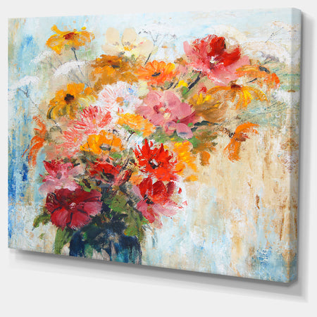 Flowers in Vase Painted Illustration - Floral Canvas Artwork