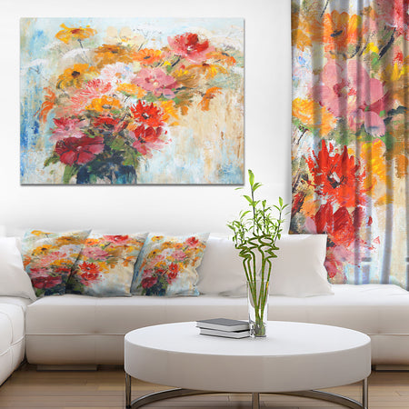 Flowers in Vase Painted Illustration - Floral Canvas Artwork