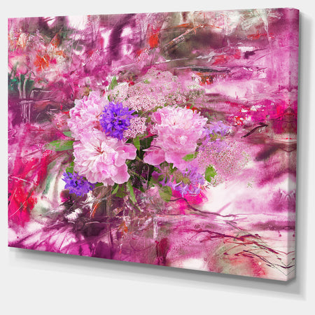 Abstract Background with Pink Peony - Extra Large Floral Wall Art