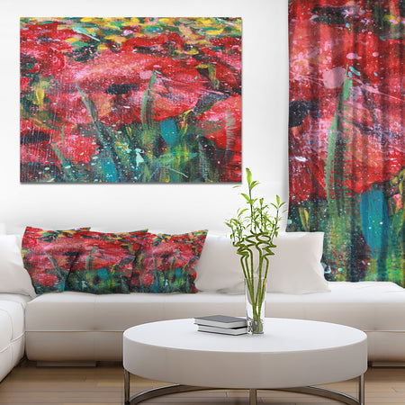 Red Poppies Acrylic Drawing - Extra Large Floral Wall Art