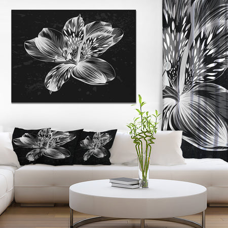 Beautiful Monochrome Alstroemeria Flower - Extra Large Floral Wall Art