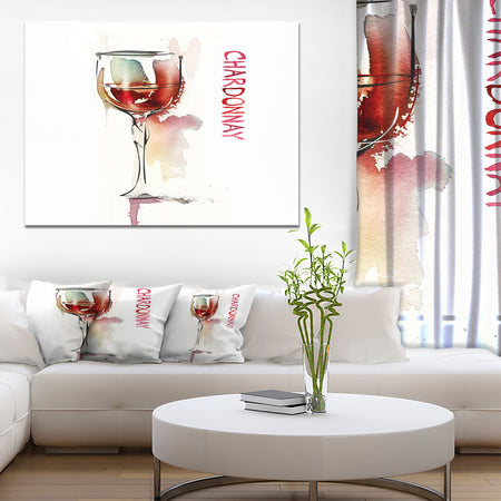 Red Wine on White Background - Modern Canvas Wall Art Print