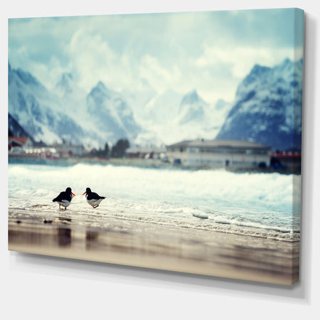 Birds and Mountain Peak - Seashore Wall Art on Canvas