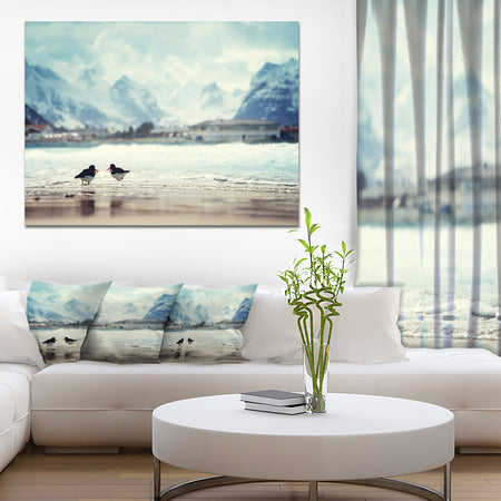 Birds and Mountain Peak - Seashore Wall Art on Canvas
