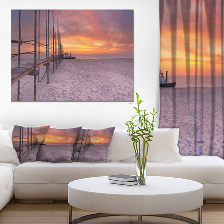 Texel Island Seaside Jetty Panorama - Modern Seashore Canvas Wall Art