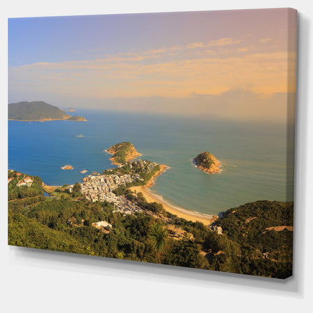 Green Tropical Hiking Route - Seashore Wall Art on Canvas