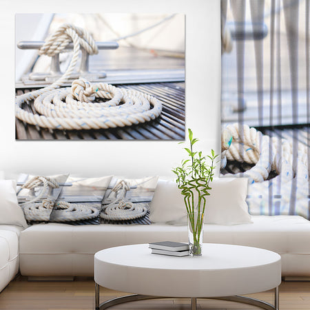 White Nautical Mooring Rope - Modern Landscape Canvas Art