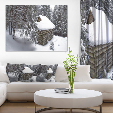 House in Magic Winter Forest - Modern Landscpae Wall Art