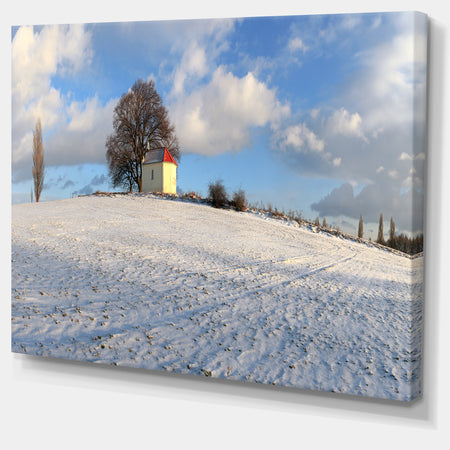 Winter Landscape with Chapel - Modern Landscpae Wall Art