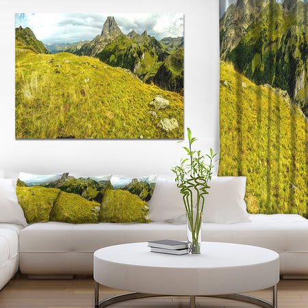Bright Green Mountain Panorama - Landscape Canvas Wall Artwork