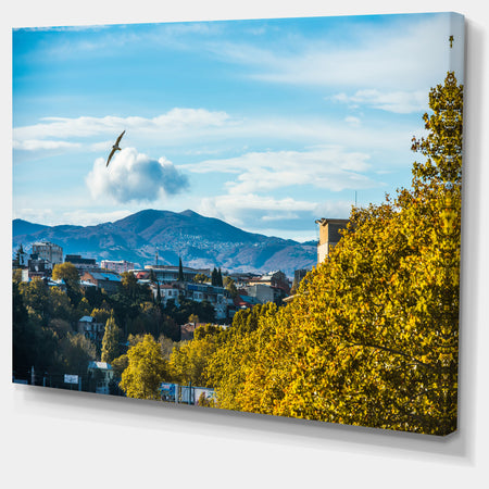 Old Town and Hills in Tbilisi - Landscape Canvas Wall Artwork