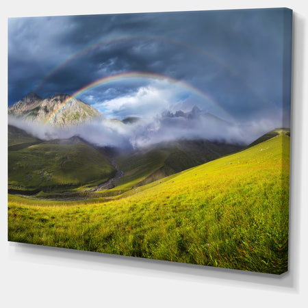 Rainbow in Mountain Valley - Landscape Canvas Wall Artwork