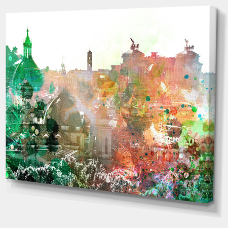 Colorful City Watercolor - Landscape Wall Artwork