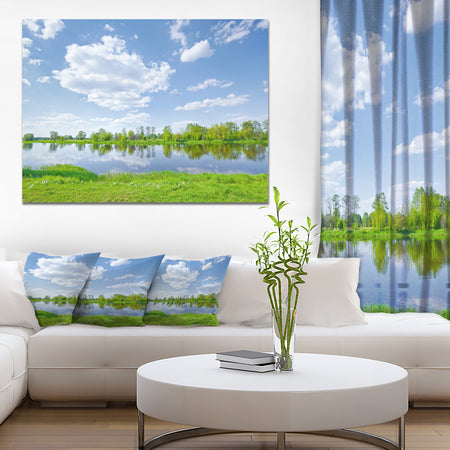 Design Canvas Art Print 'Sunny Spring by Narew River - Extra Large Landscape Canvas Art Print