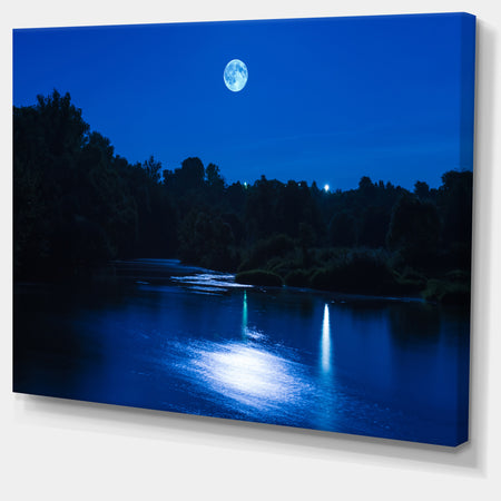Design Canvas Art Print 'River at Night with Fog - Extra Large Landscape Canvas Art Print