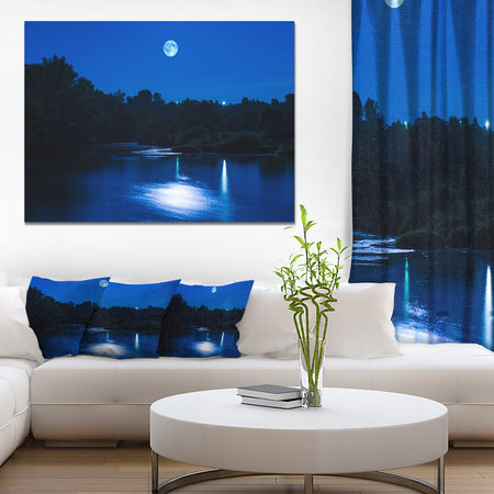 Design Canvas Art Print 'River at Night with Fog - Extra Large Landscape Canvas Art Print