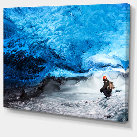Design Canvas Art Print 'Glacier Ice Cave of Iceland - Extra Large Landscape Canvas Art Print