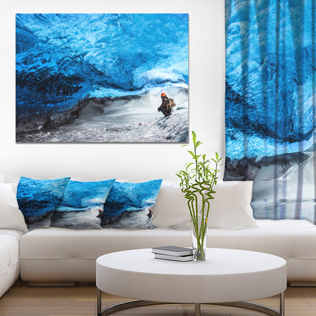Design Canvas Art Print 'Glacier Ice Cave of Iceland - Extra Large Landscape Canvas Art Print