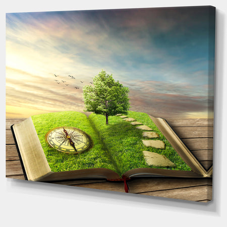 Design Canvas Art Print 'Book of Life with Greenery - Large Landscape Canvas Art Print