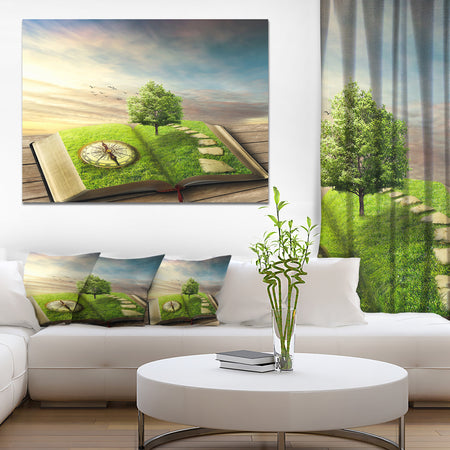 Design Canvas Art Print 'Book of Life with Greenery - Large Landscape Canvas Art Print