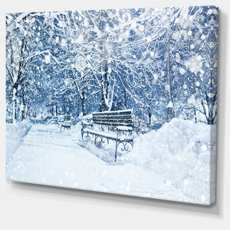 Design Canvas Art Print 'City Covered with Snow - Large Landscape Canvas Art Print