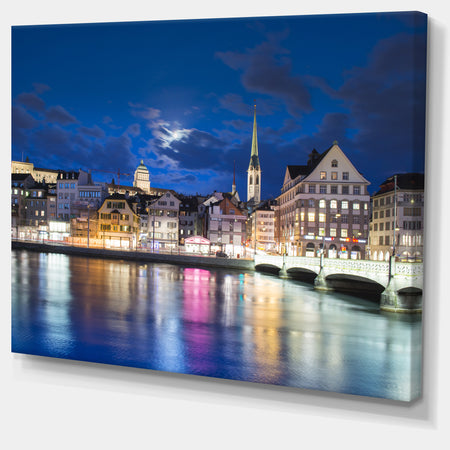 Scenic Panorama of Old Town - Extra Large Landscape Canvas Art Print