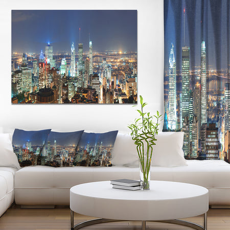 Montreal at Dusk Panorama - Extra Large Landscape Canvas Art Print