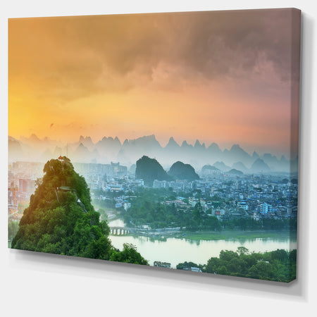 Li River and Karst Mountains - Extra Large Landscape Canvas Art Print