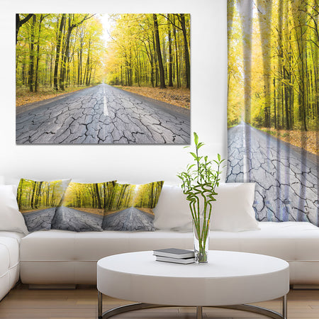 Cracked Road in the Forest - Extra Large Landscape Canvas Art Print