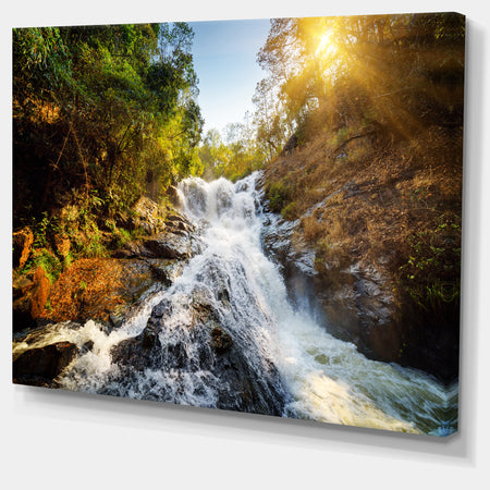 Waterfall through the Forest - Extra Large Landscape Canvas Art Print