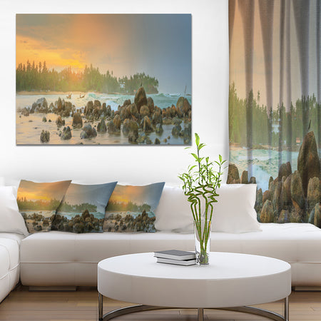 Untouched Tropical Beach Panorama - Extra Large Landscape Canvas Art Print