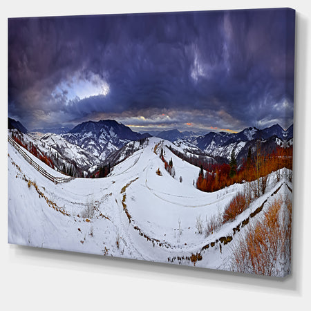 Frosty Day in Mountains Panorama - Large Landscape Canvas Art Print